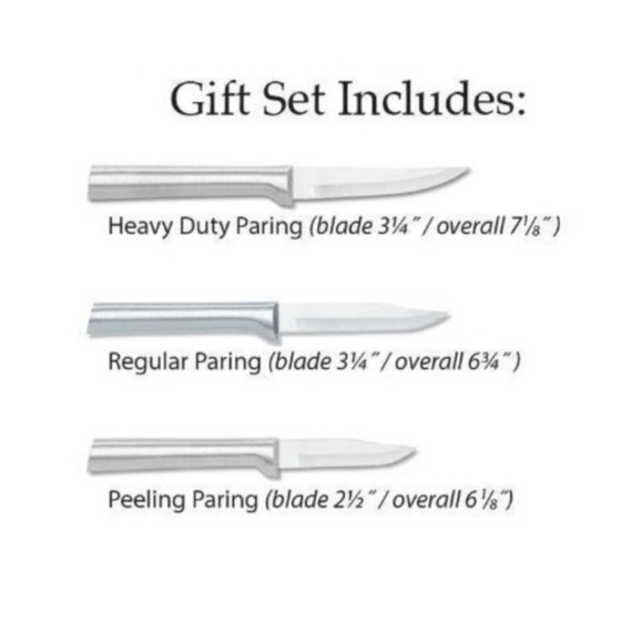 RADA S01 R119 Silver 3 Paring Knives Galore Gift Set w/ Knife Sharpener Wedding - Picture 3 of 9